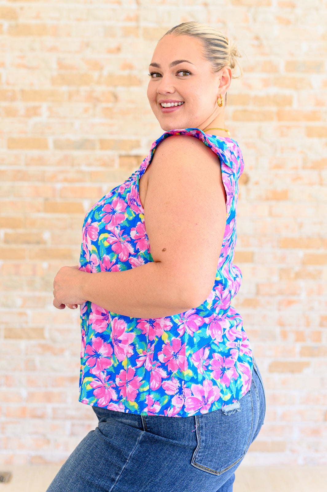 Flutter Sleeve Blouse in Royal Pink