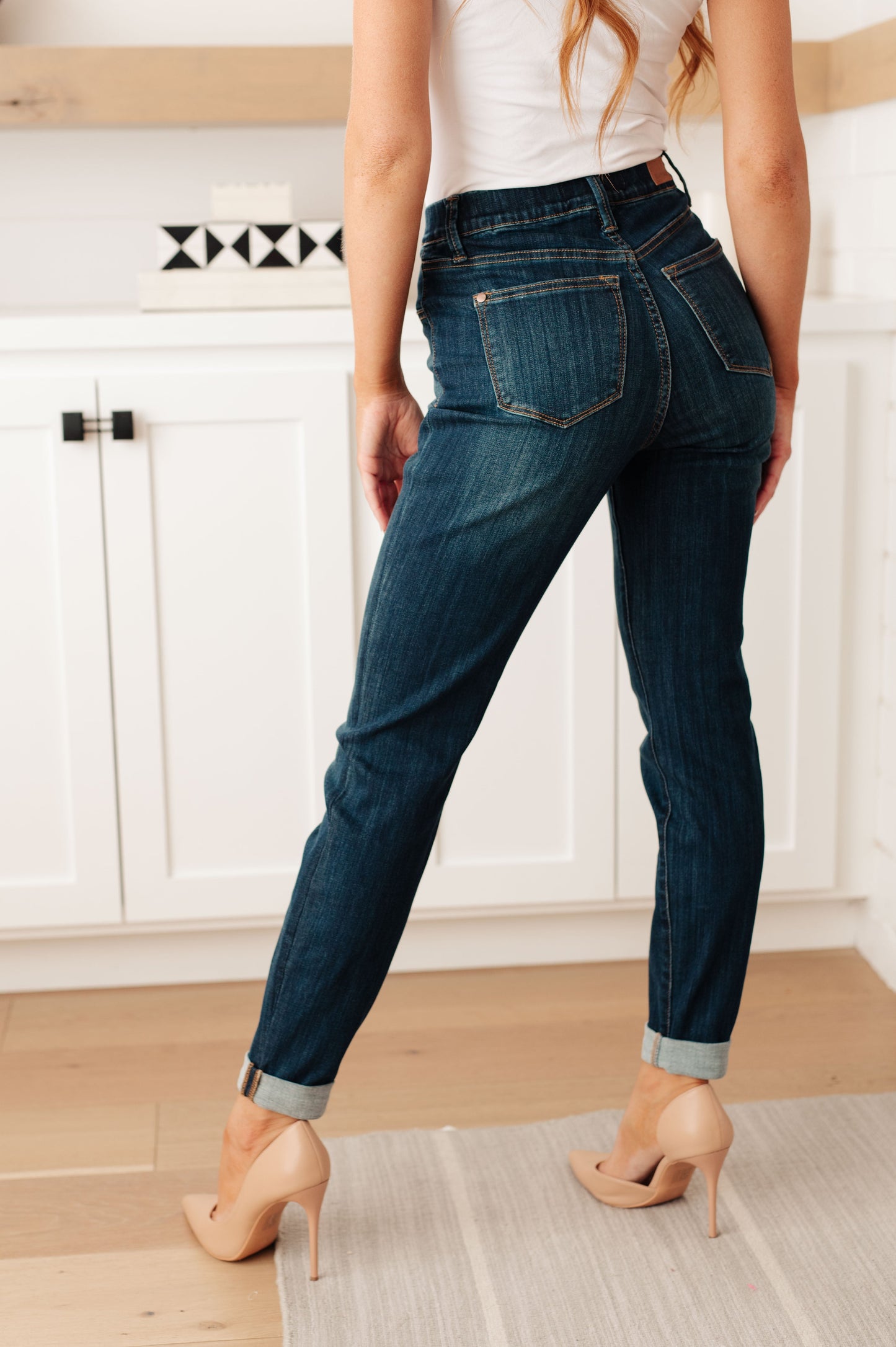 Judy Blue High Rise Pull On Double Cuff Slim Jeans