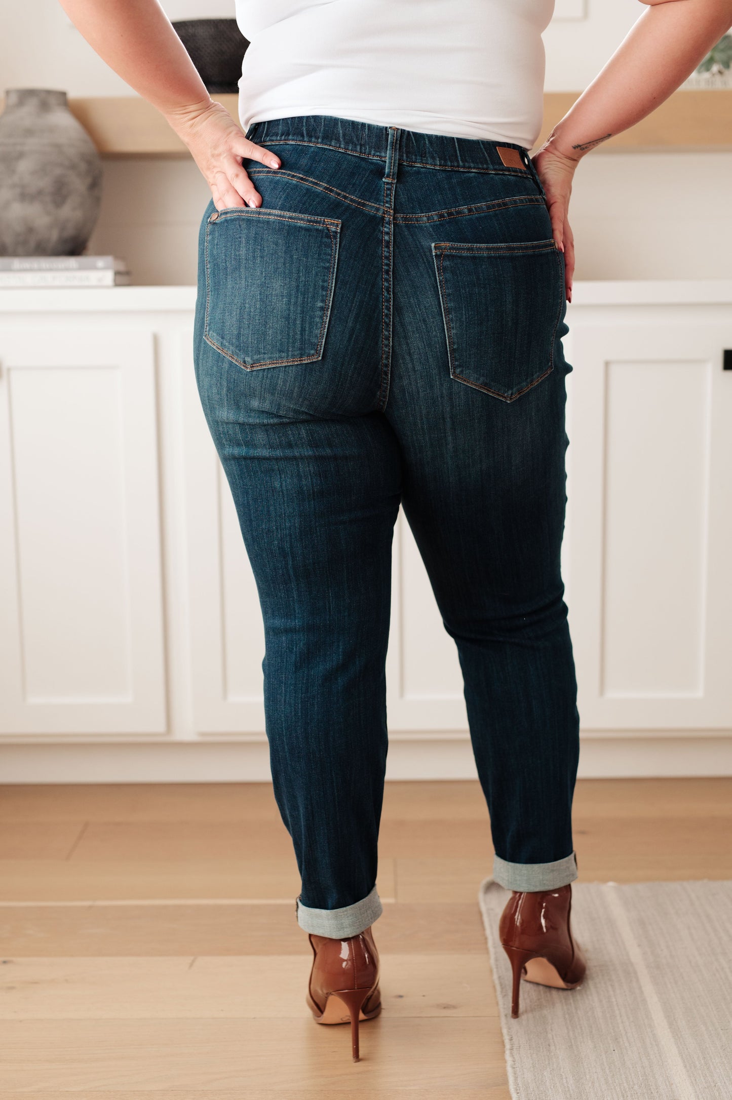 Judy Blue High Rise Pull On Double Cuff Slim Jeans