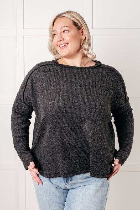 Ribbed Hacci Sweater in Black