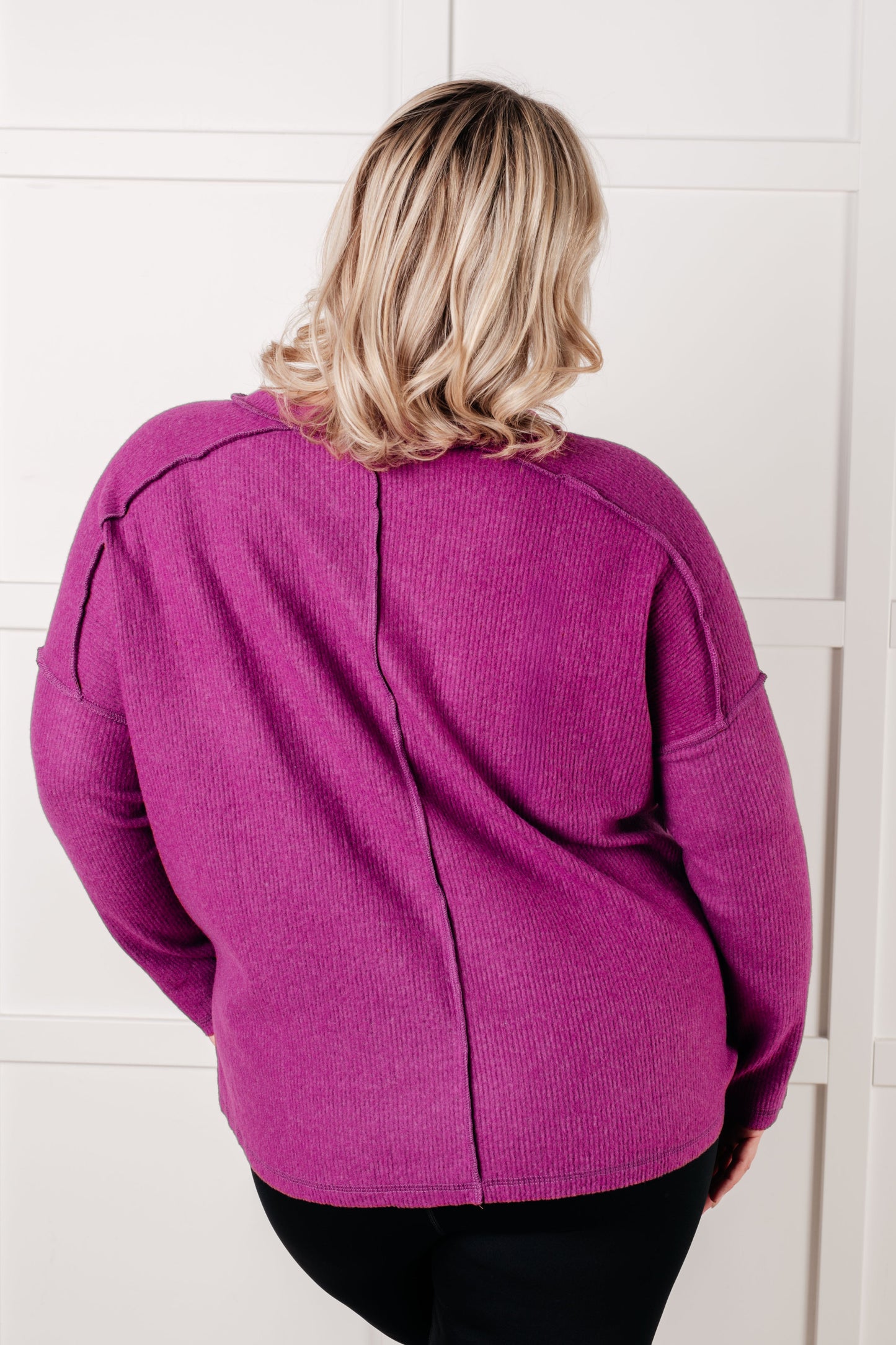 Ribbed Hacci Sweater in Light Plum