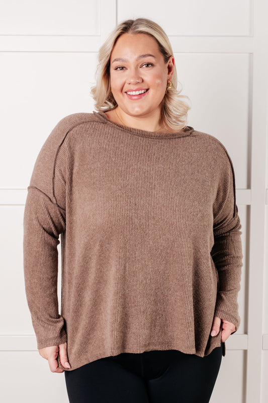 Ribbed Hacci Sweater in Mocha