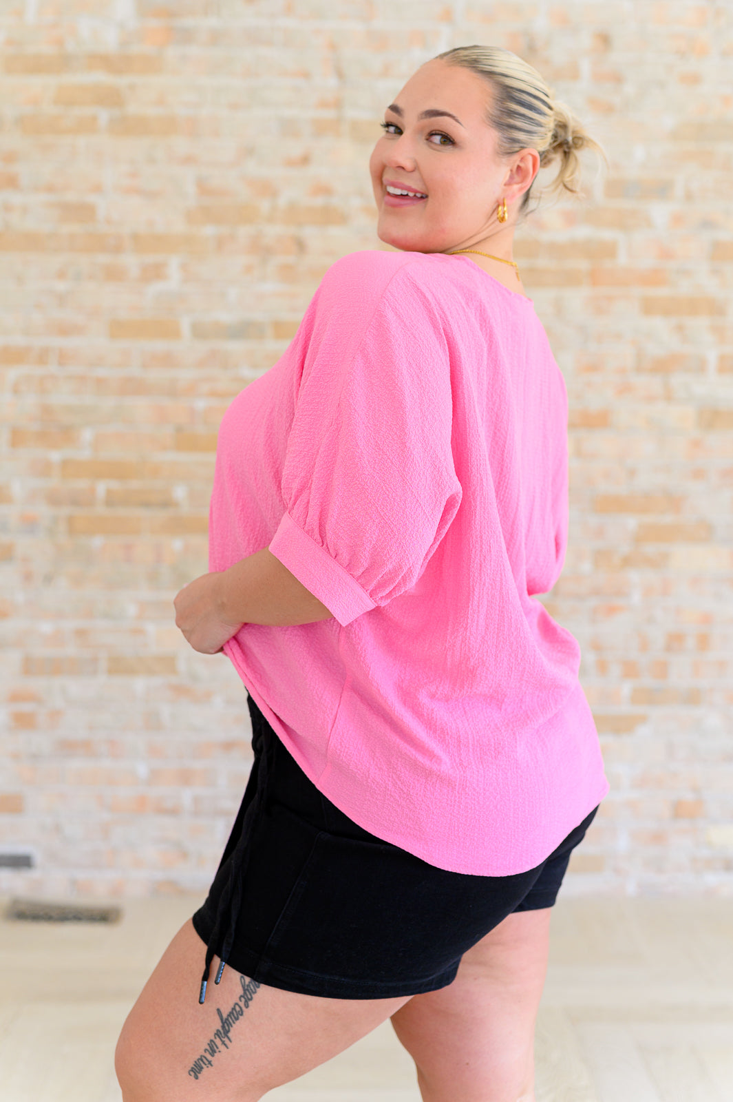 V-Neck Blouse in Pink