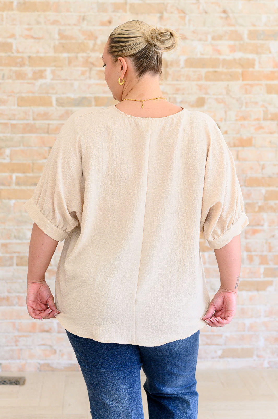 V-Neck Blouse in Taupe