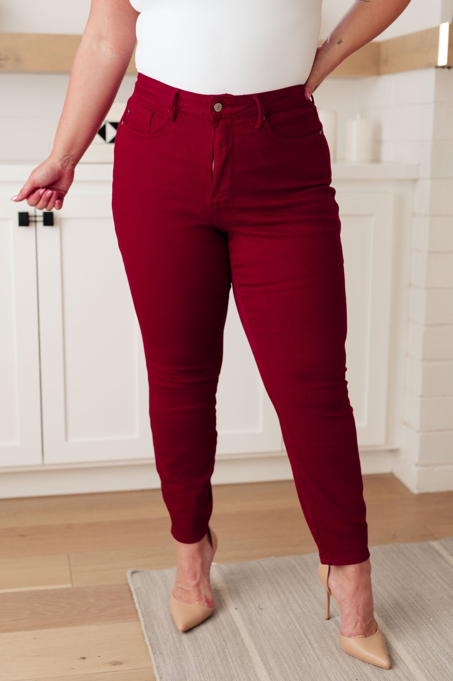 Judy Blue High Rise Skinny Jeans Scarlet