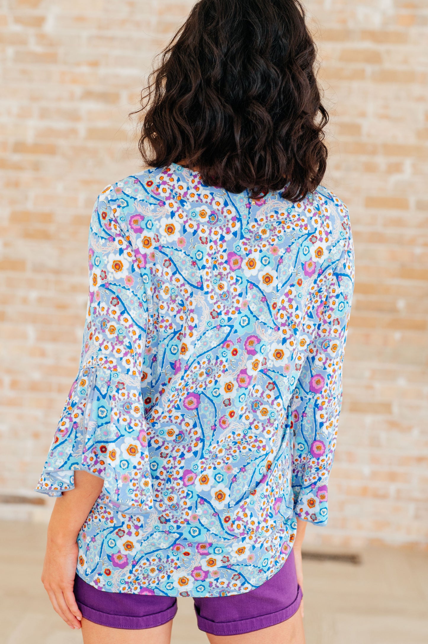 Bell Sleeve Top in Retro Ditsy Floral