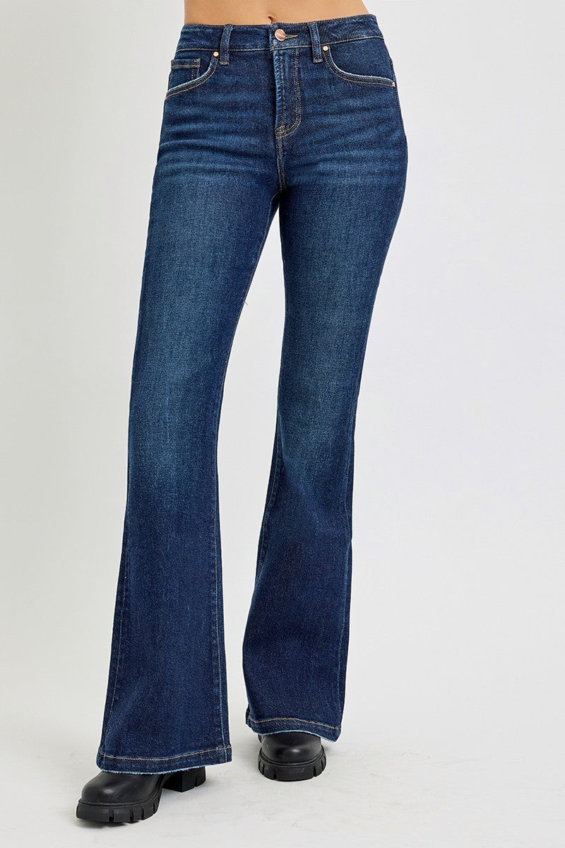 RISEN High Rise Flare Jeans with Pockets