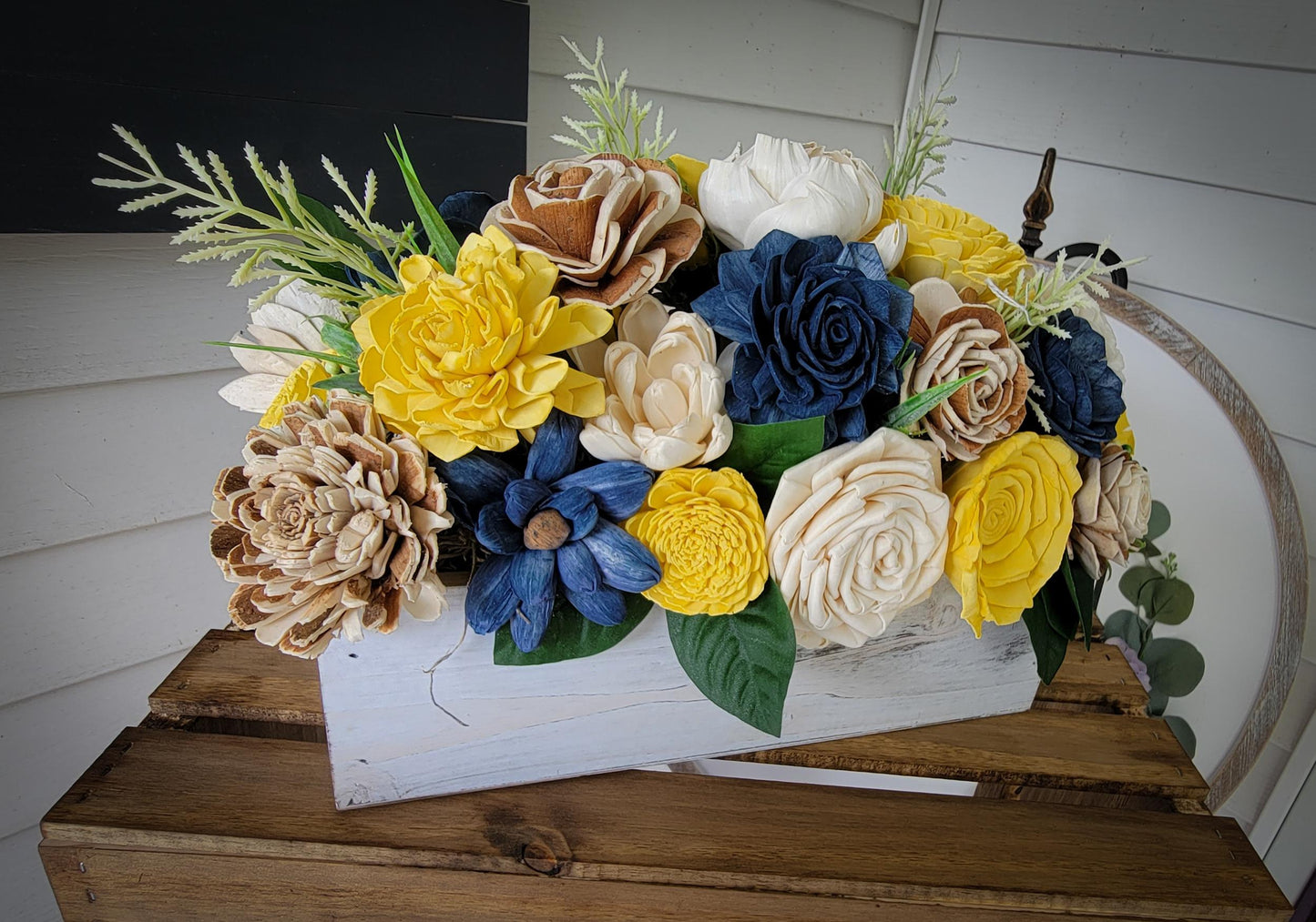 Large Wood Box Wooden Flowers - AnnRose Boutique