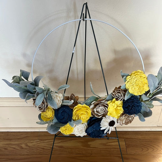 XL Hoop Wreath Wooden Flowers - AnnRose Boutique