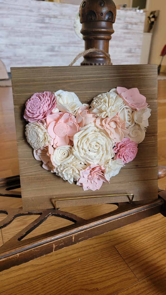 Heart Board Wooden Flowers - AnnRose Boutique