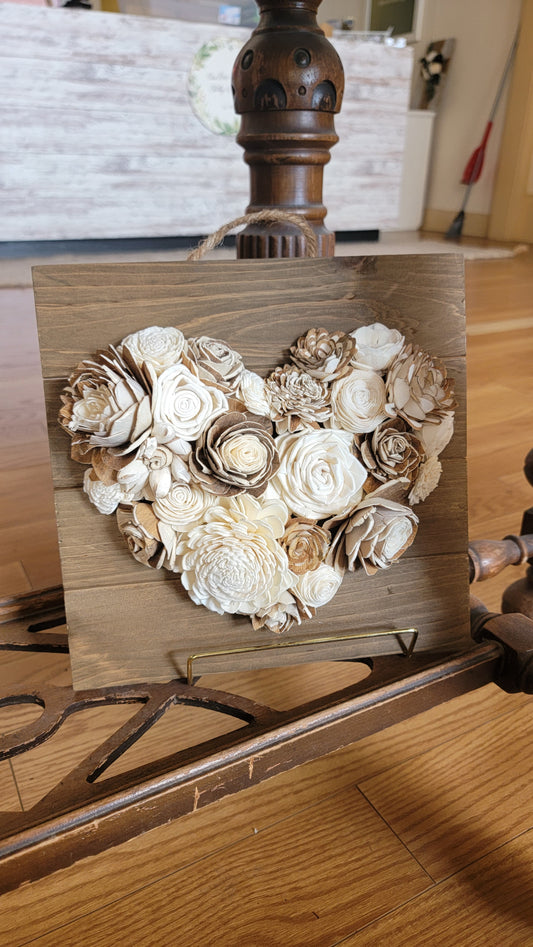 Heart Board Wooden Flowers - AnnRose Boutique
