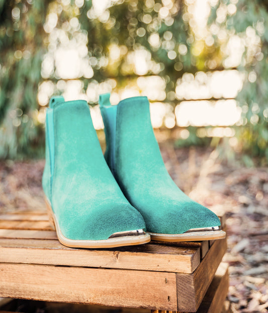 Wylie Suede Ankle Boot in Teal