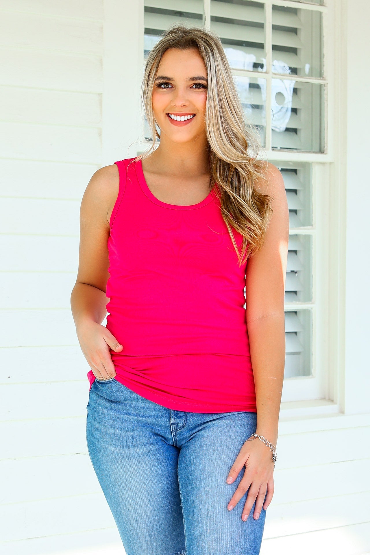 Ava Tank- Hot Pink - AnnRose Boutique