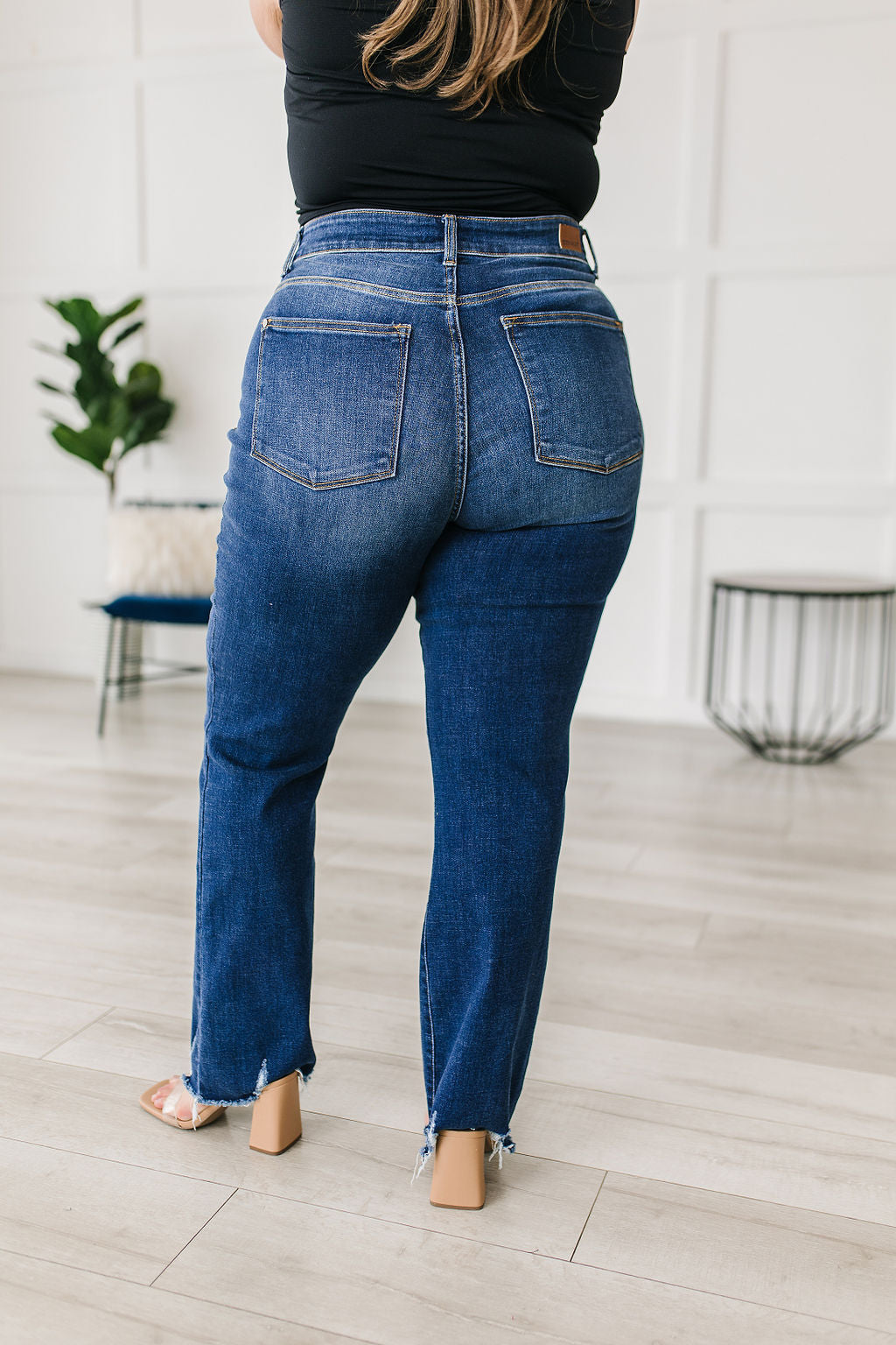 Charity Mid Rise Distressed Hem Bootcut Jeans - AnnRose Boutique