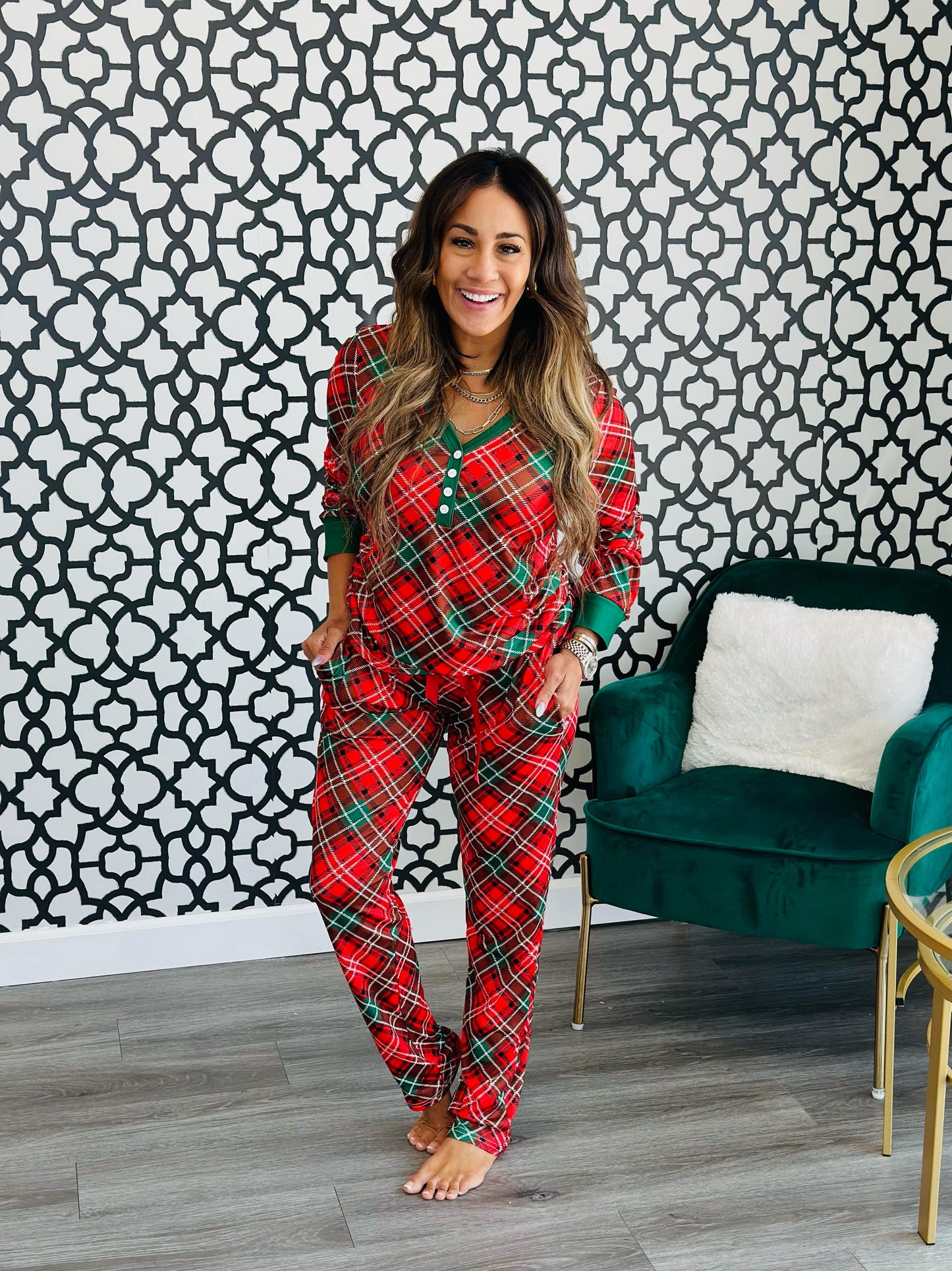 PREORDER: Long Sleeve Holiday Pajamas In Assorted Prints - AnnRose Boutique