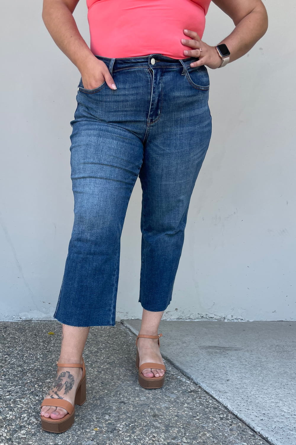 Judy Blue Wide Leg Cropped Jeans* - AnnRose Boutique