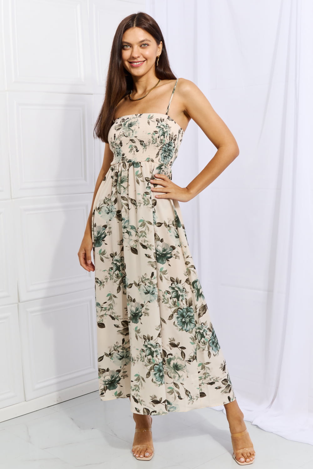 Floral Maxi Dress in Sage - AnnRose Boutique