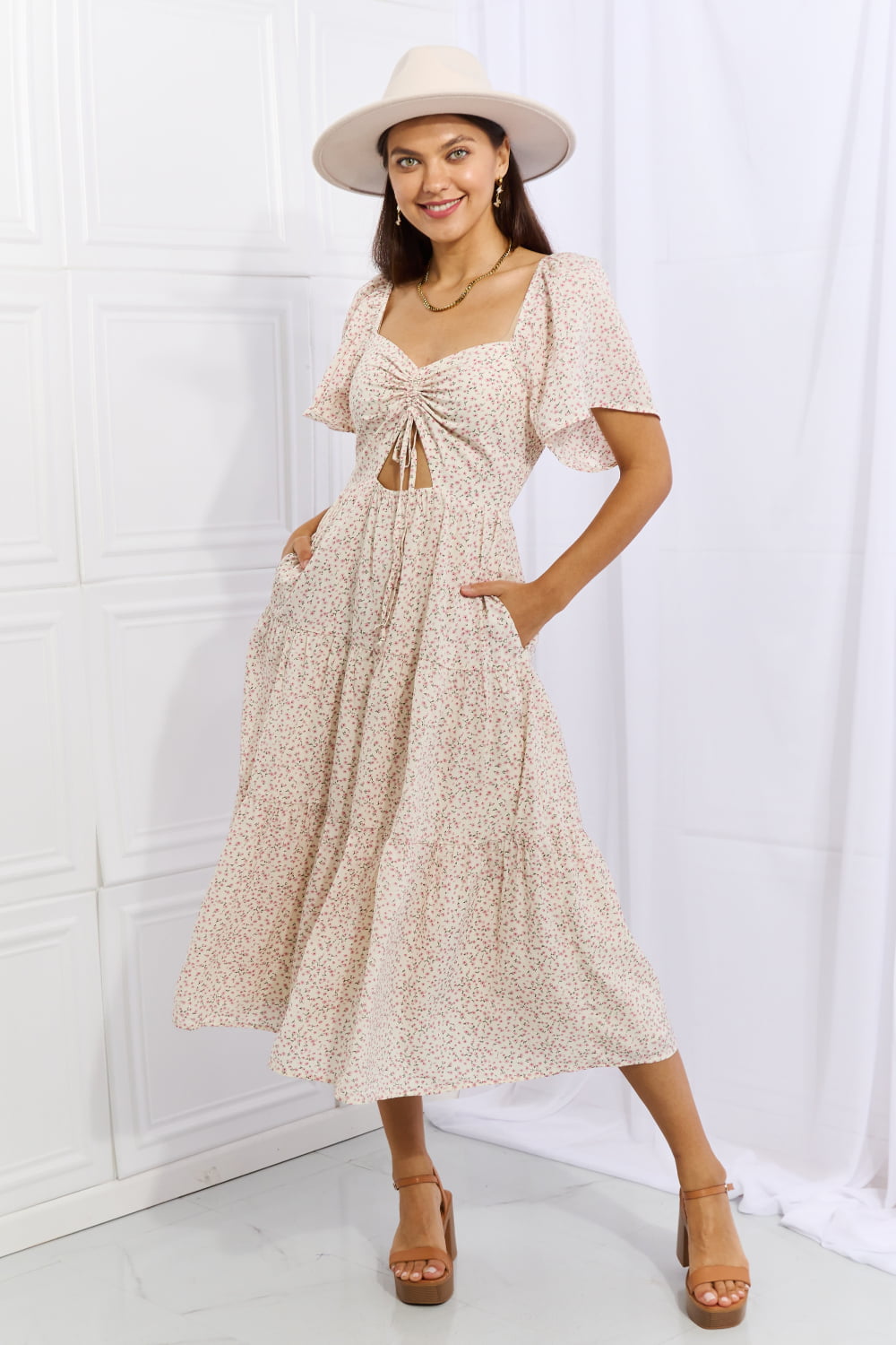 HEYSON Let It Grow Full Size Floral Tiered Ruffle Midi Dress - AnnRose Boutique