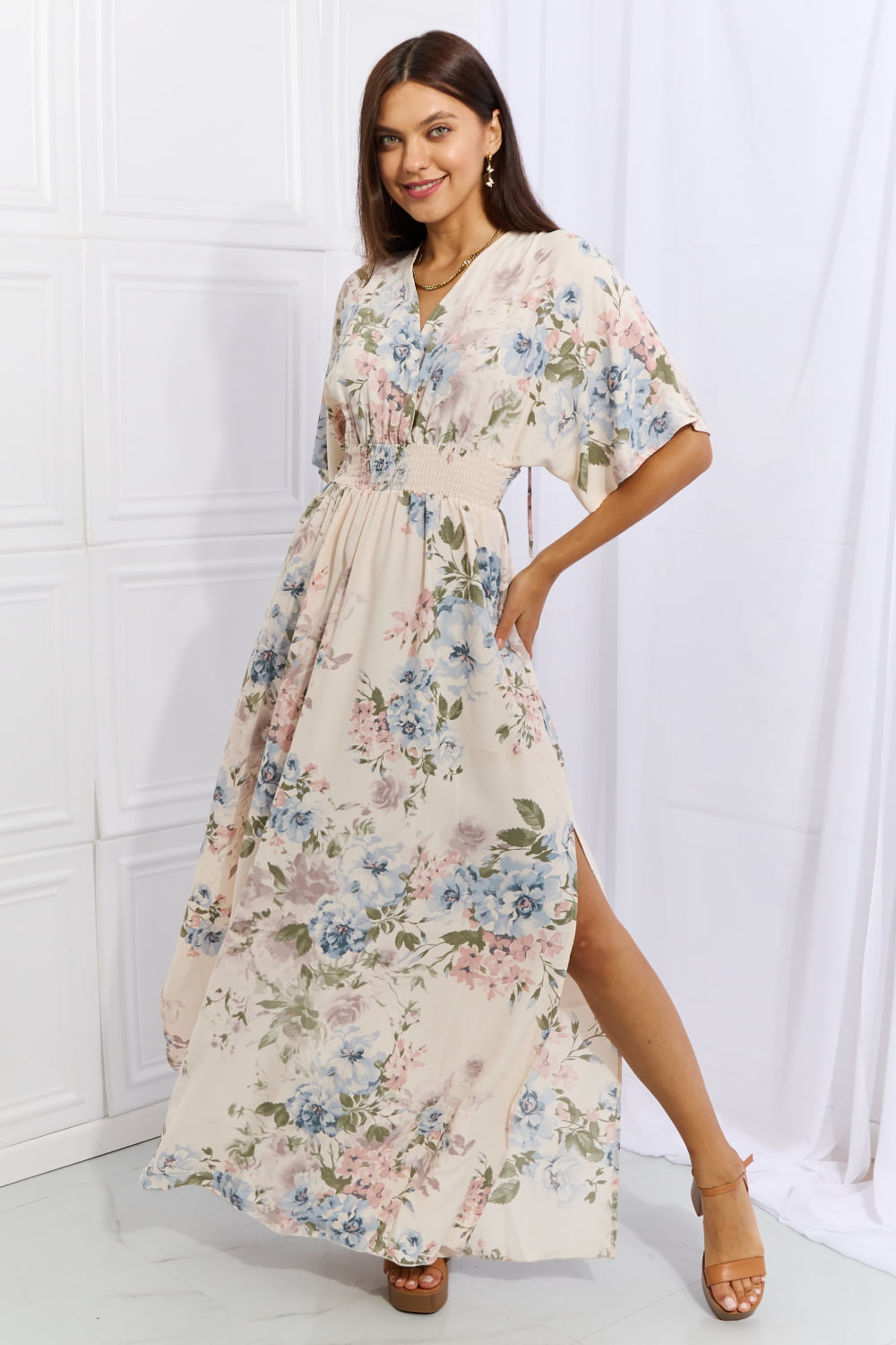 OneTheLand Fine & Elegant Floral Maxi Dress - AnnRose Boutique