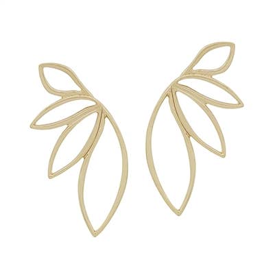 Gold Metal Flower Shaped Post 2" Earring