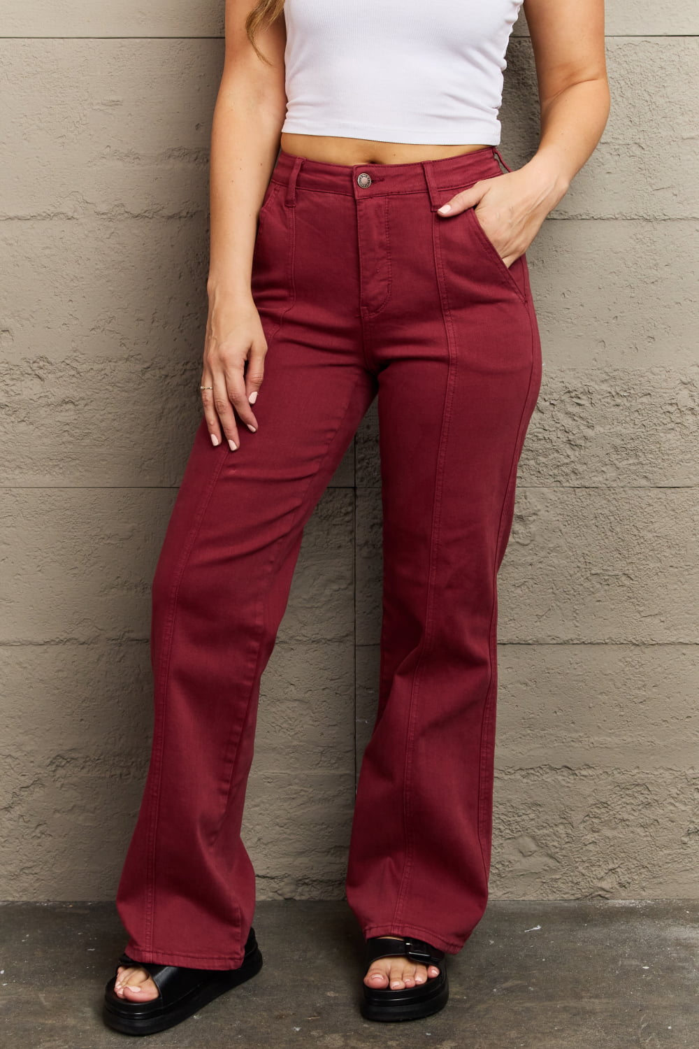 Judy Blue Malia Full Size High Waist Front Seam Straight Jeans - AnnRose Boutique