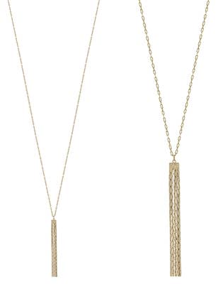 Gold Multi Chain Tassel 32" Necklace