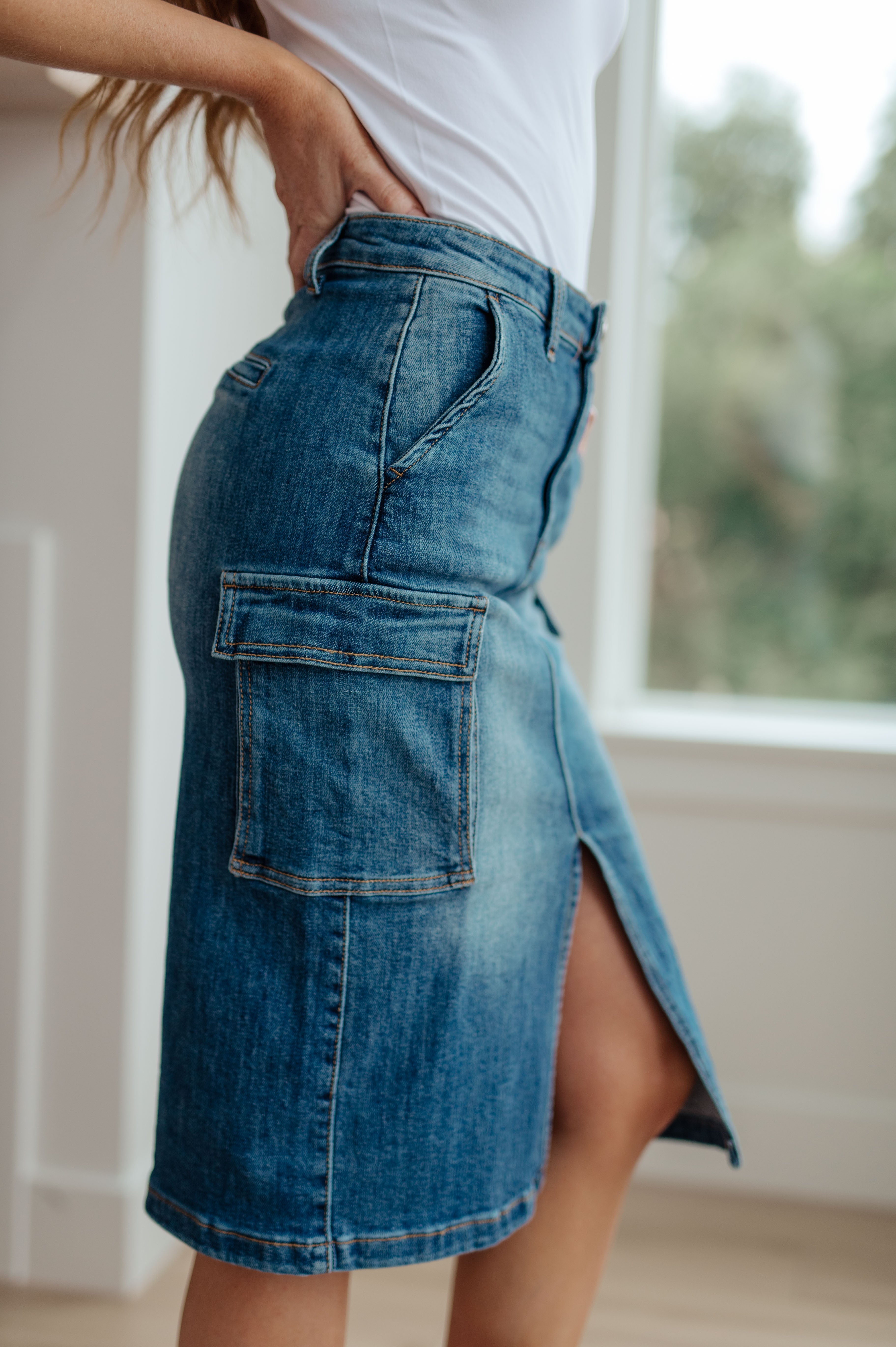 Cargo Denim Skirt