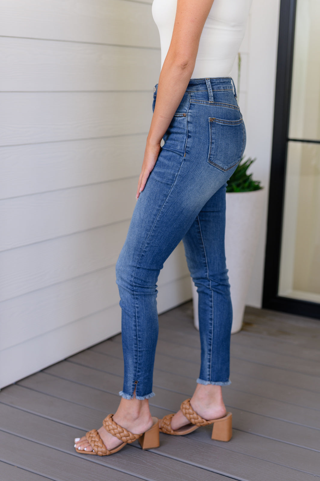 Judy Blue High Rise Control Top Side Slit Skinny Jeans