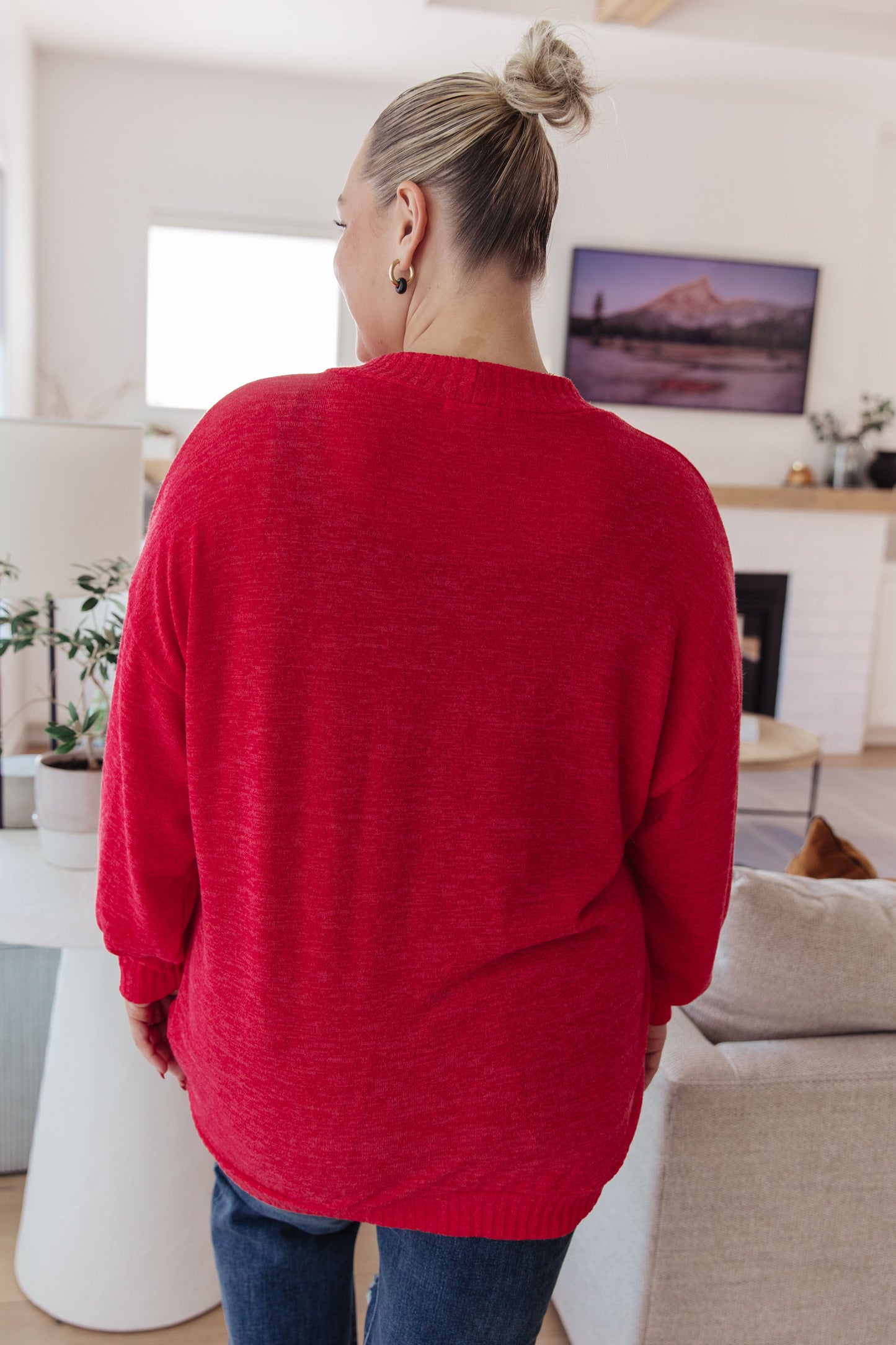 Red Button Down Cardigan