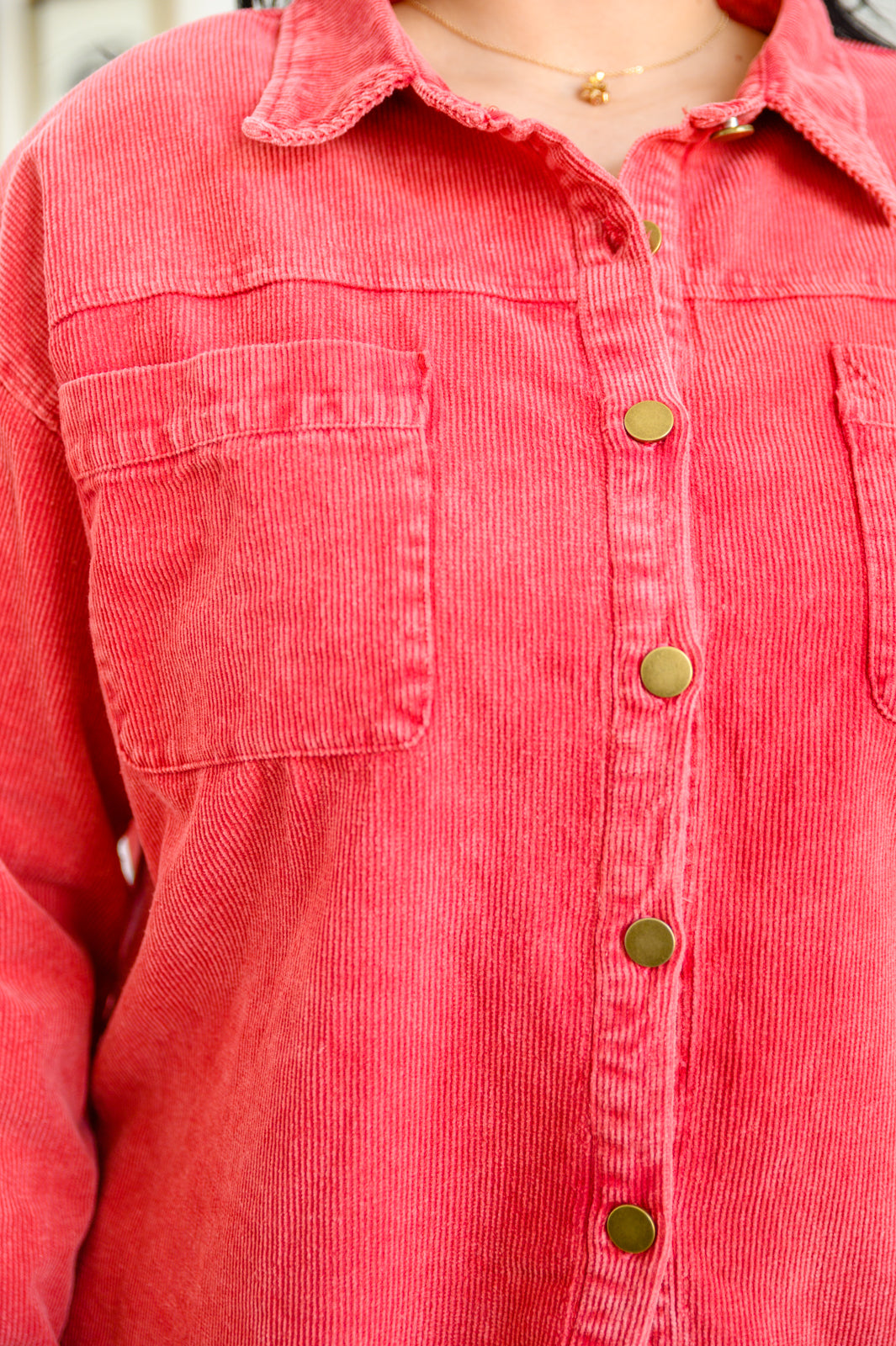Corduroy Shacket In Red