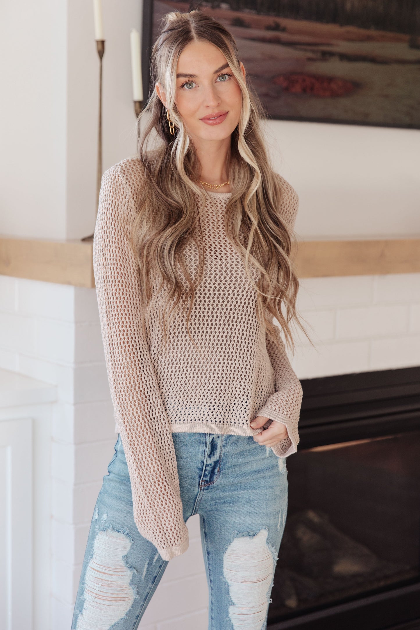 Neutral Loose Knit Top