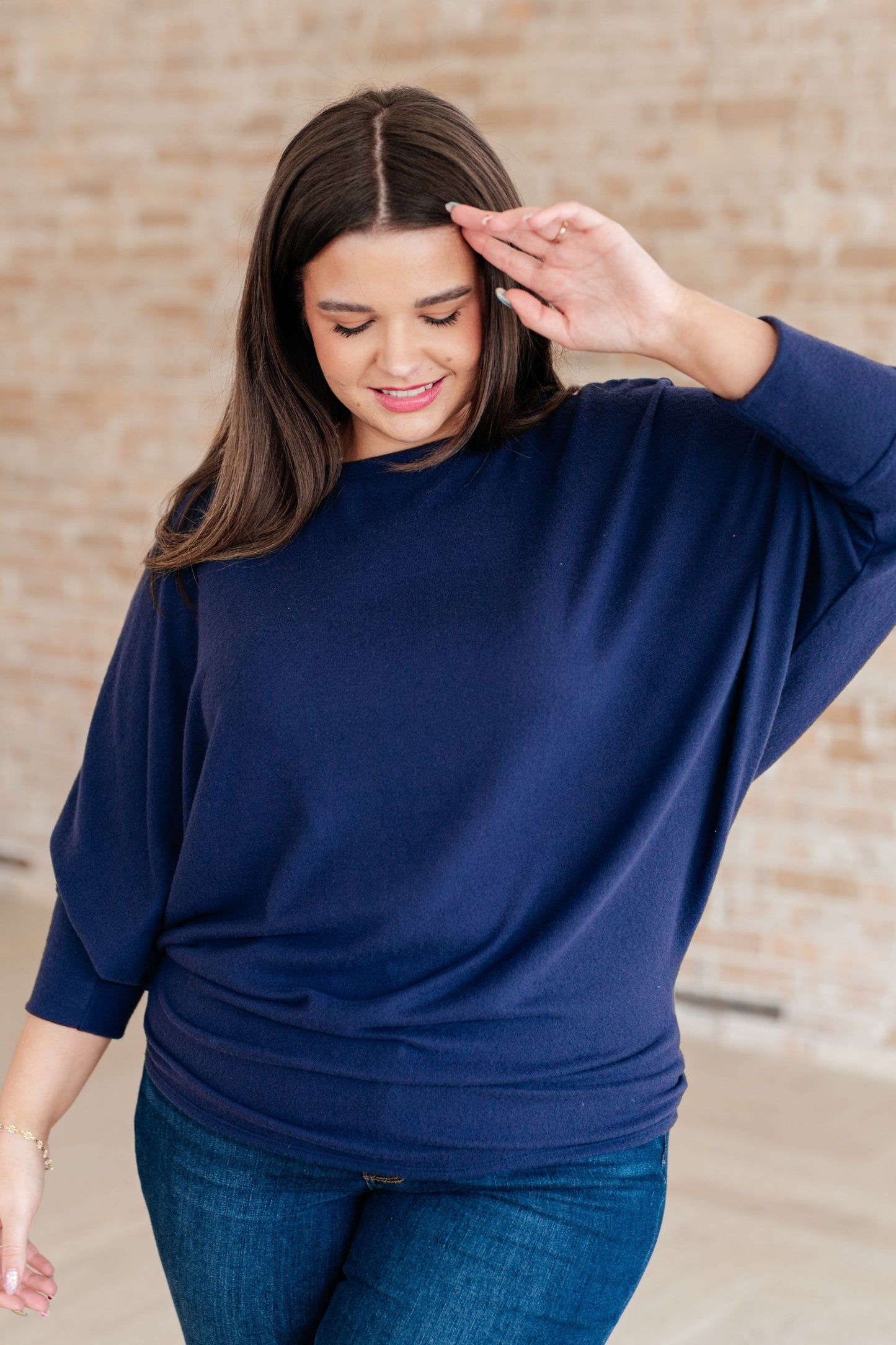 Navy Batwing Top