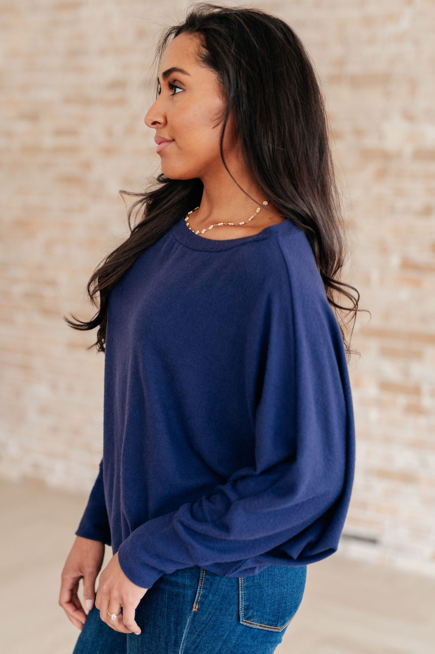 Navy Batwing Top