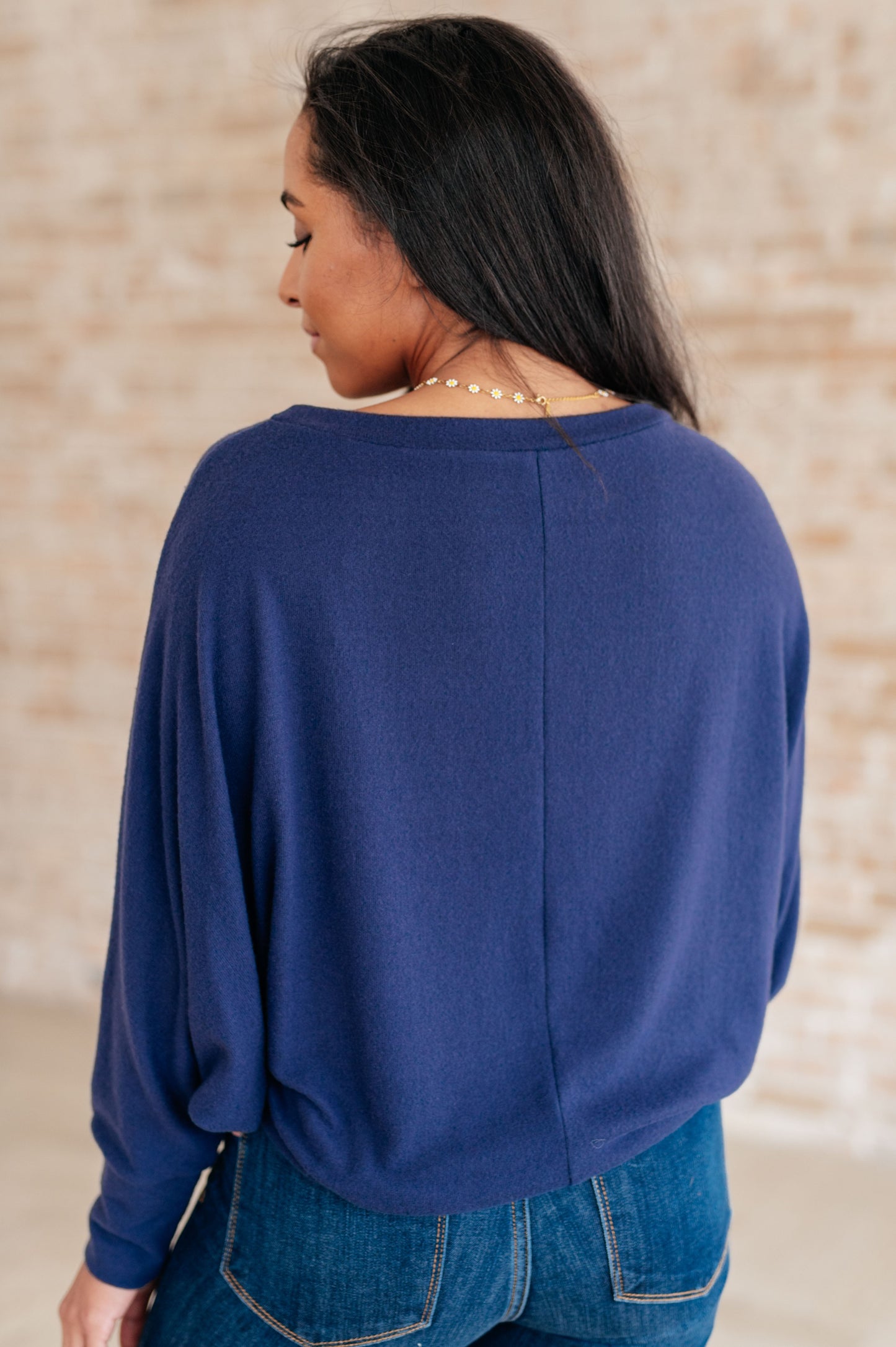 Navy Batwing Top