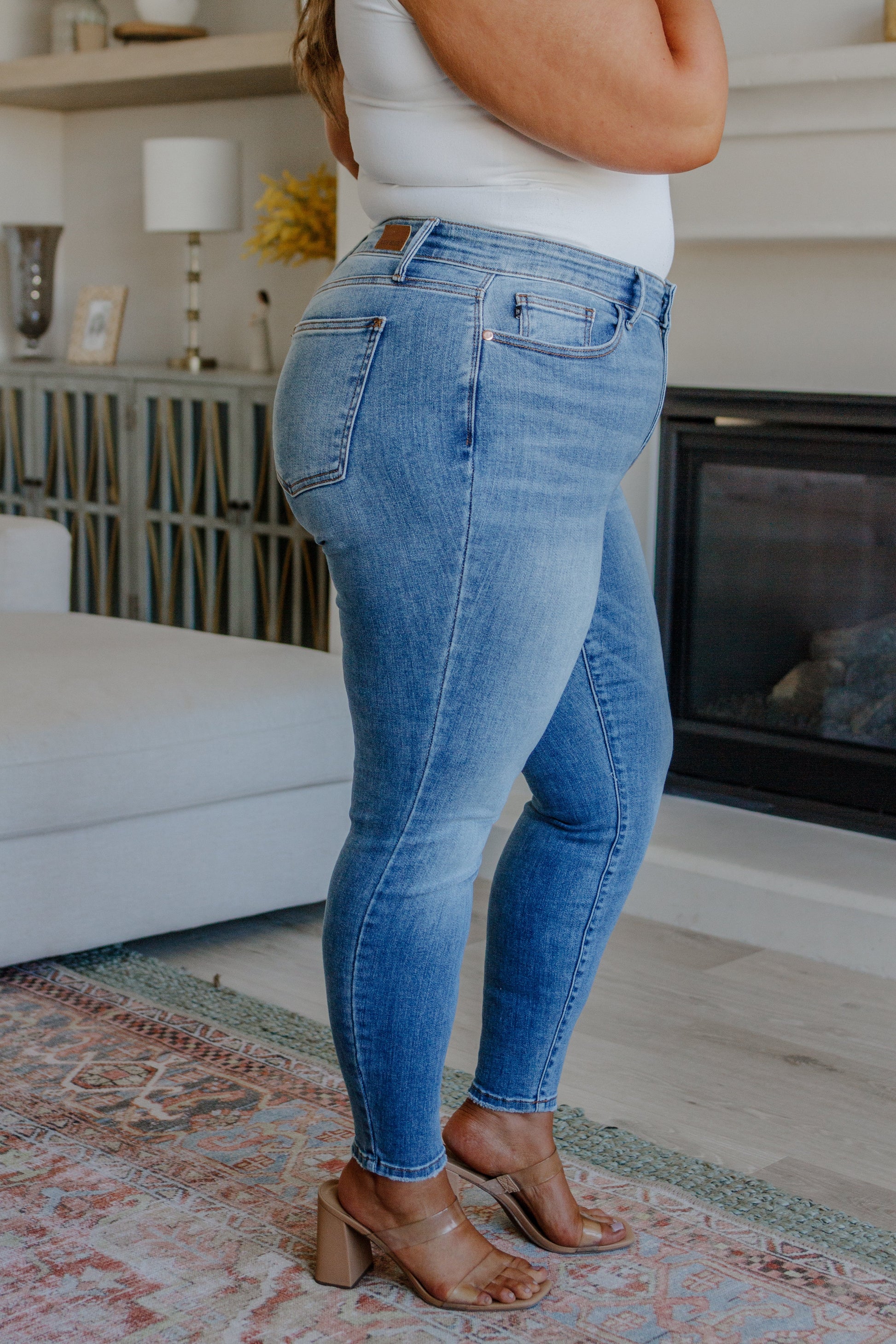 Judy Blue Mid Rise Vintage Skinny Jeans - AnnRose Boutique