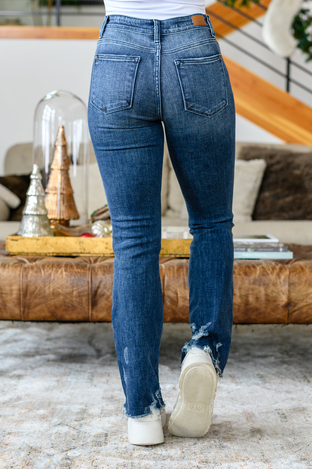 Judy Blue High Contrast Slim Bootcut Destroyed Jeans