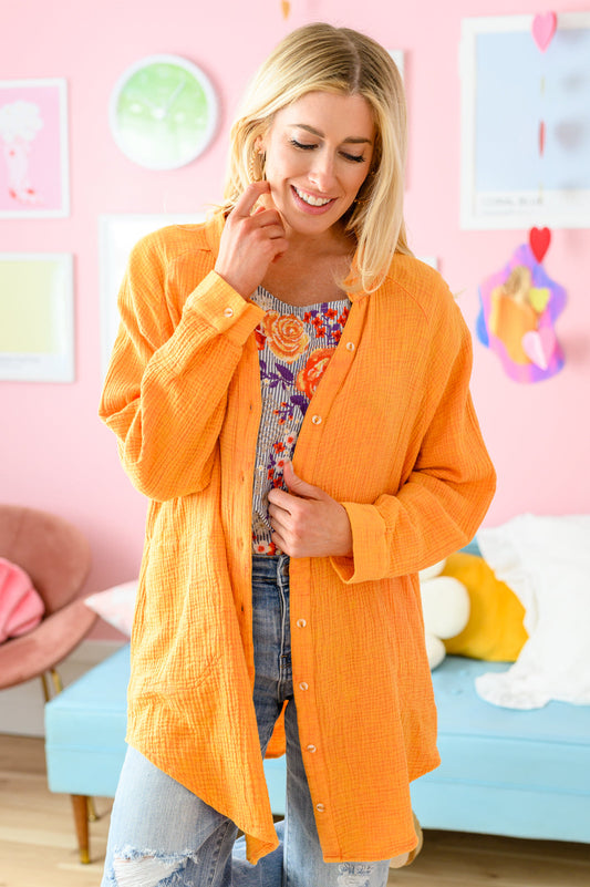 Button Up Top in Tangerine