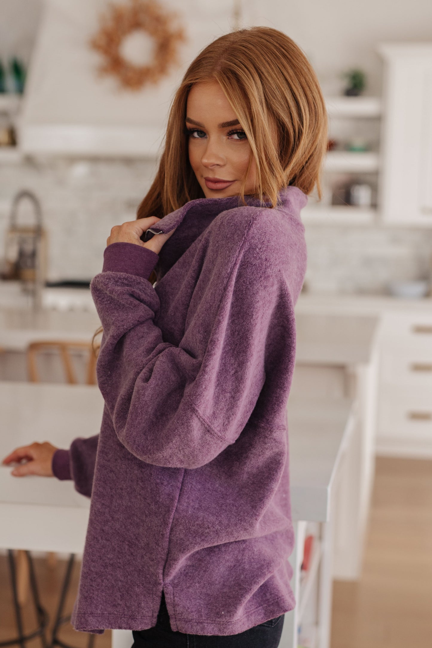 1/2 Zip Pullover in Purple