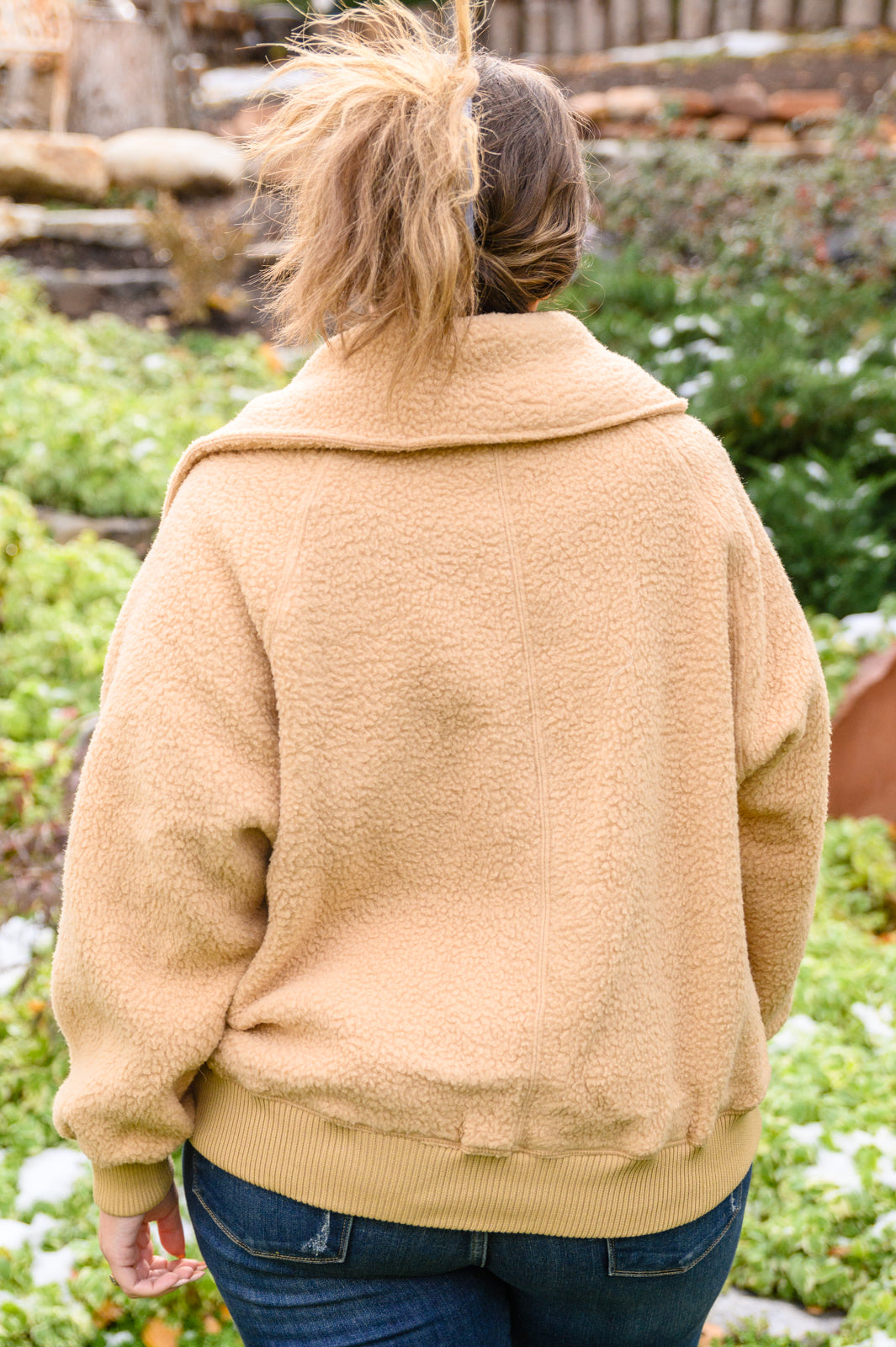 Collar Sherpa Jacket In Taupe