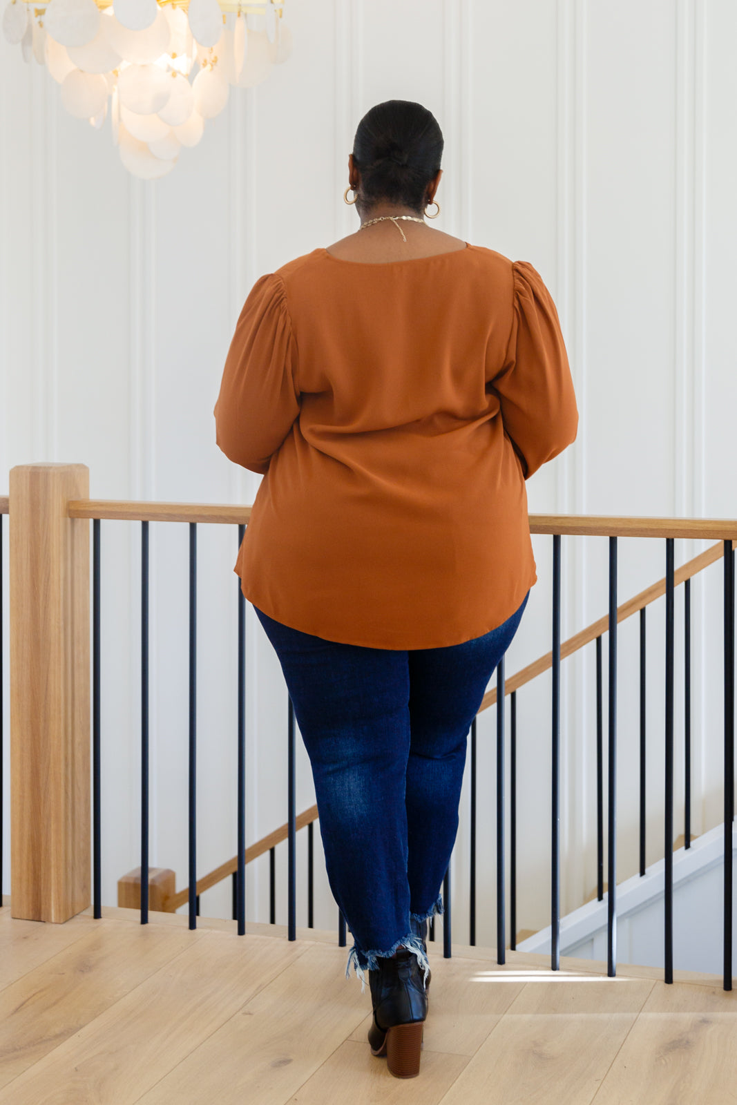 V Neck Blouse In Toffee