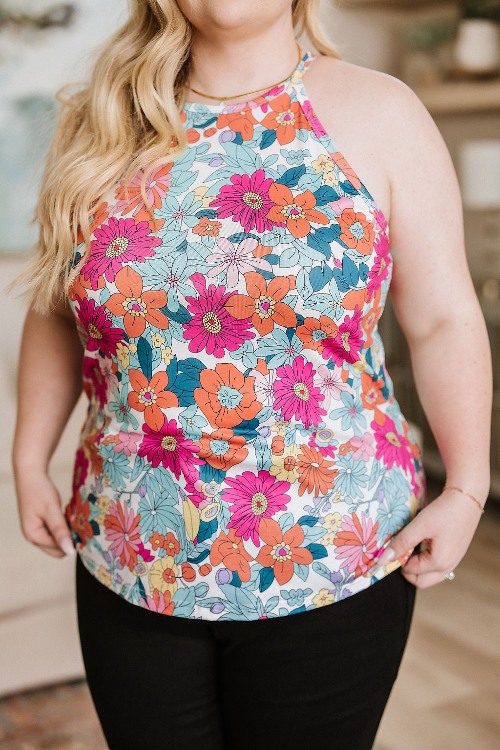 Floral Halter Tank