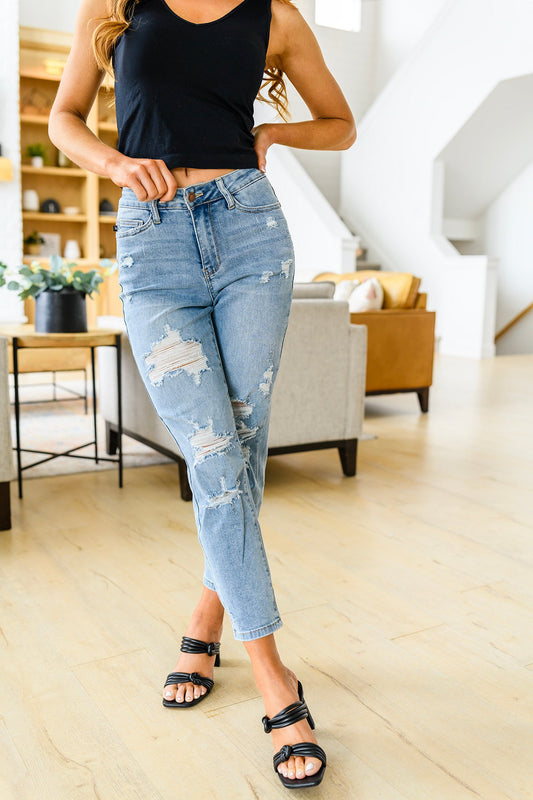 Judy Blue High Waist Destroyed Boyfriend Jeans* - AnnRose Boutique