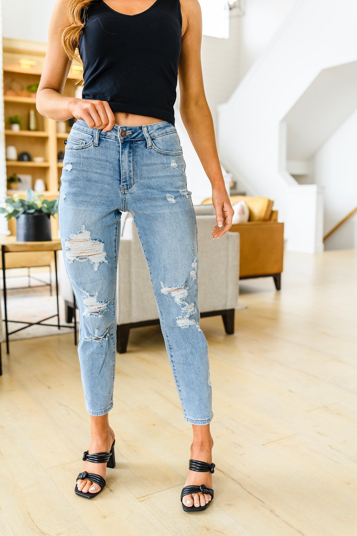 Judy Blue High Waist Destroyed Boyfriend Jeans* - AnnRose Boutique