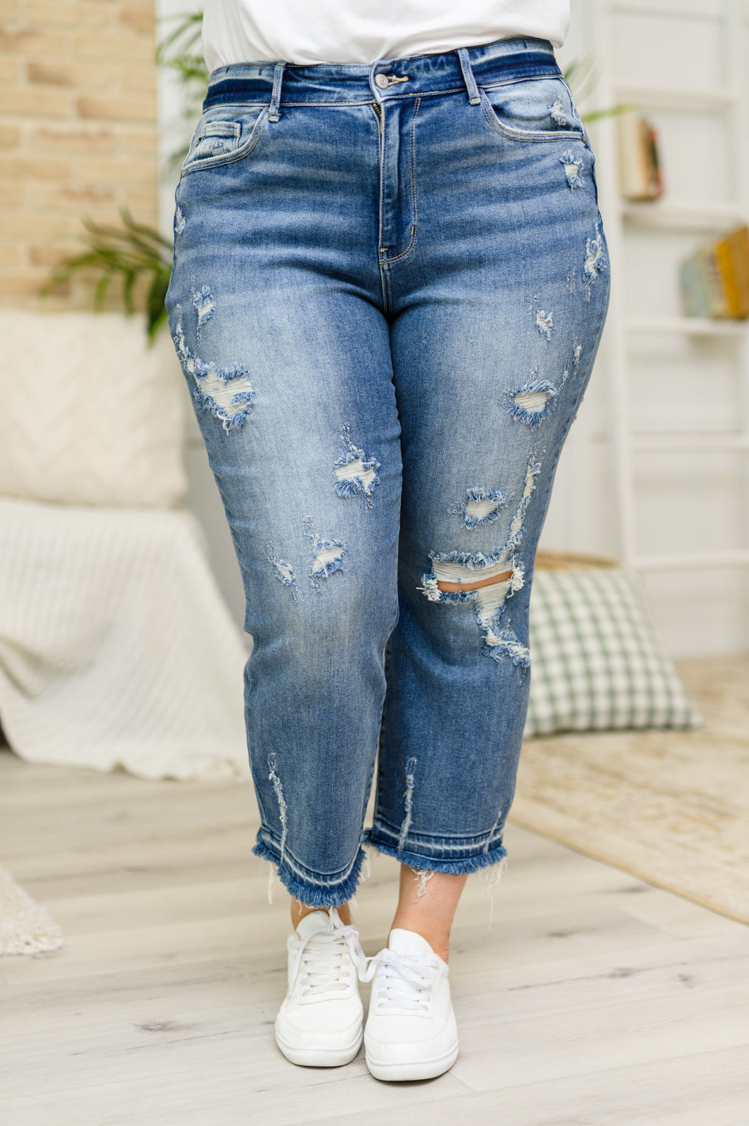 Judy Blue Distressed Ankle Hem Jeans