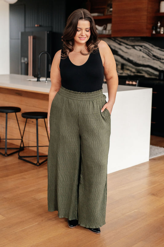 High Rise Wide Pants in Olive