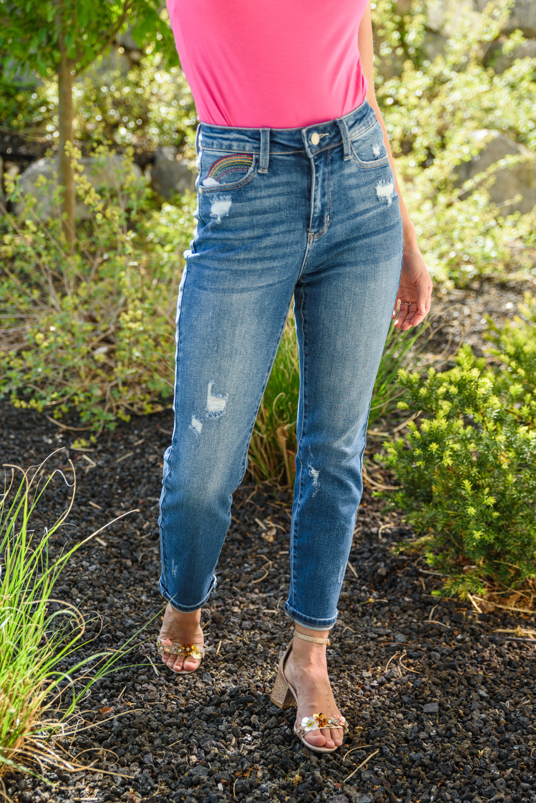Judy Blue Rainbow Embroidery Straight Leg Jeans* - AnnRose Boutique
