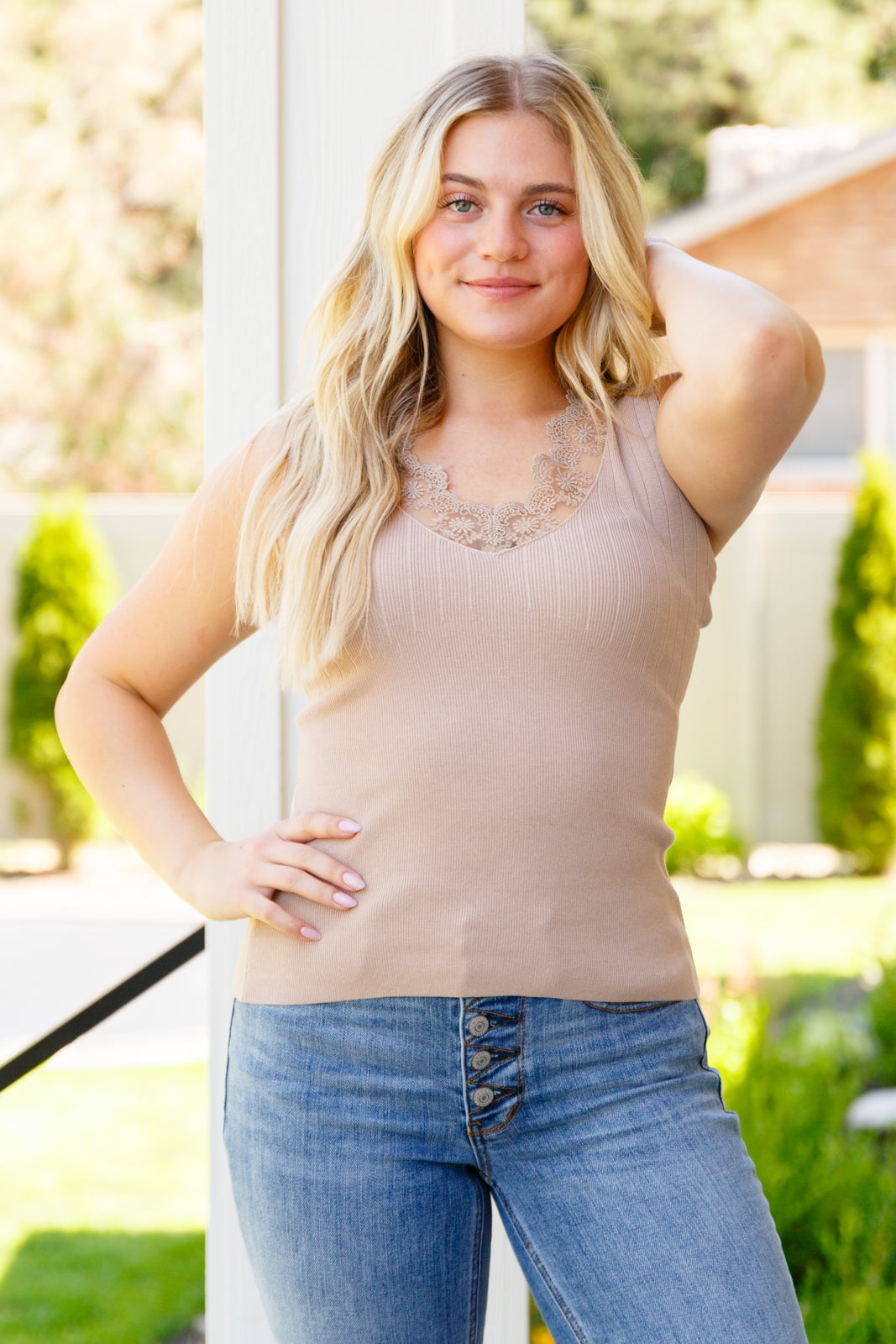 Lace Tank in Taupe