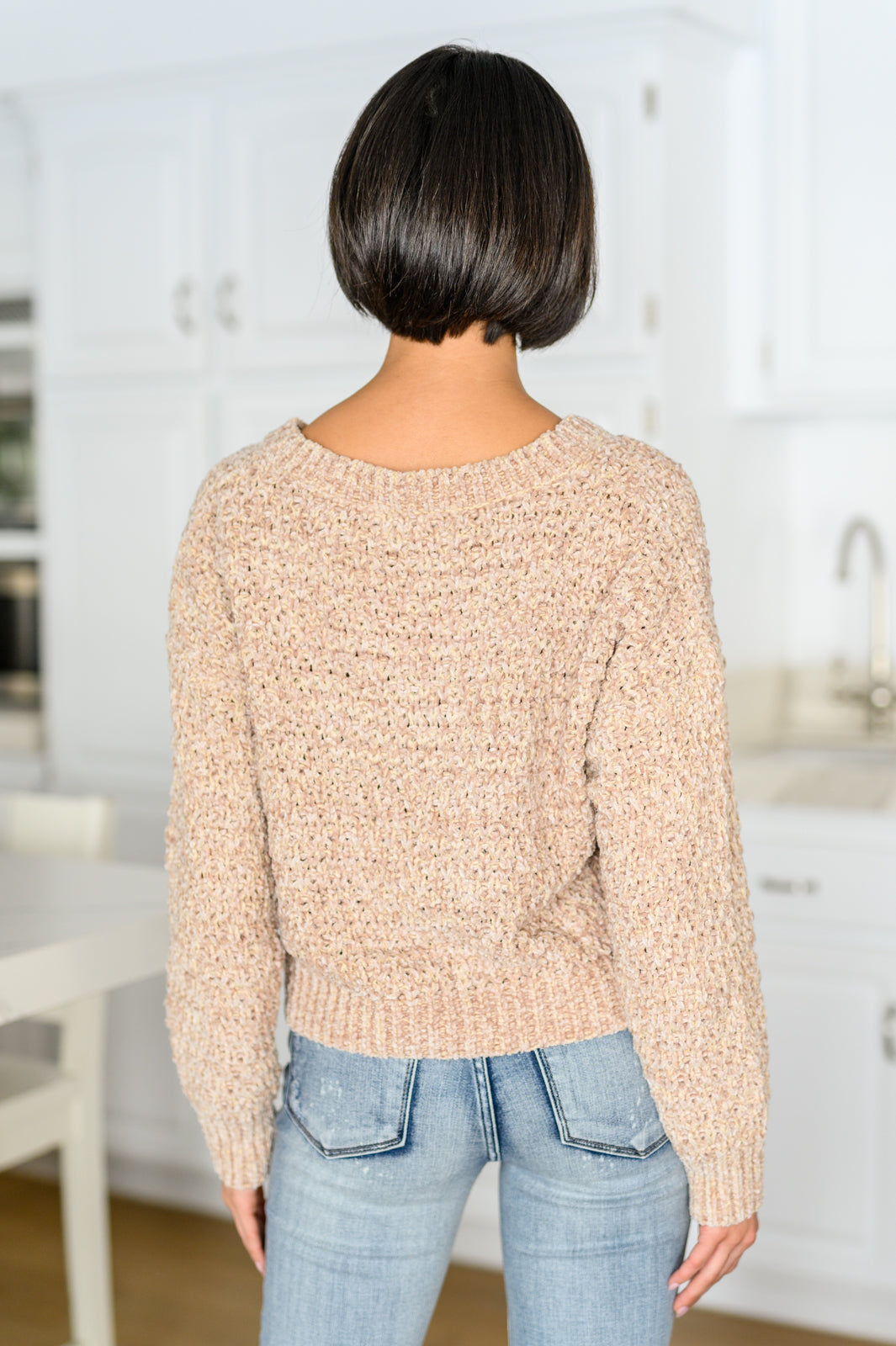 Knitted Crop V Neck Sweater