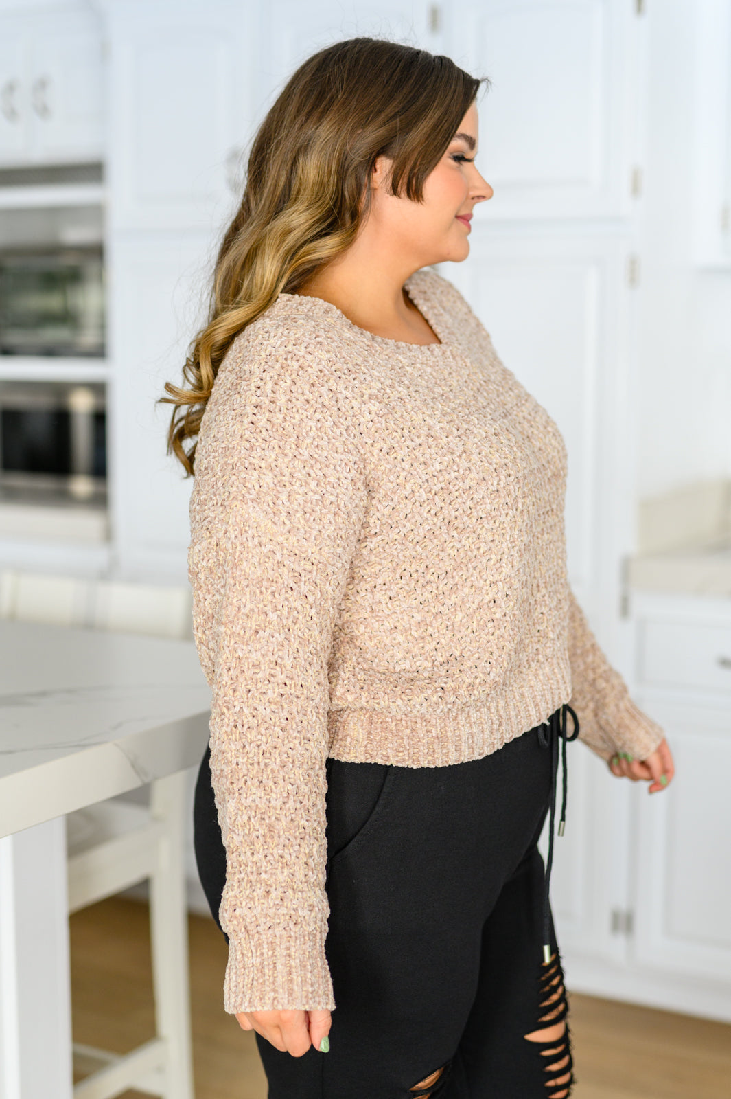 Knitted Crop V Neck Sweater