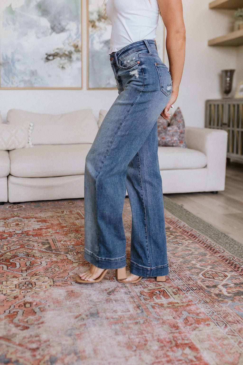 Judy Blue High Waist Distressed Trousers - AnnRose Boutique